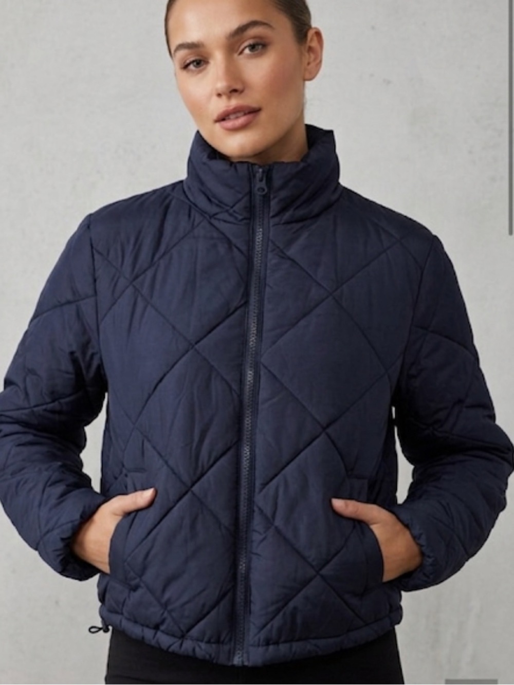 Ci Sono Cropped Puffer Jacket | Size Small-Navy